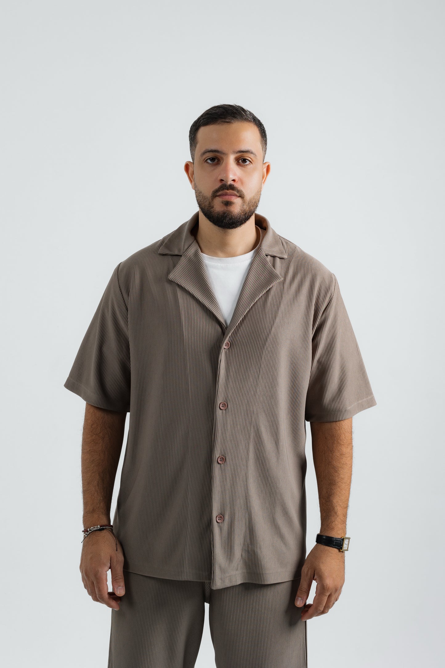 Corduroy Pleated Cuban Shirt